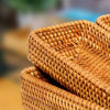 Wicker Rectangle Rattan Baskets Trays Serving| Set Of 3