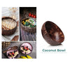 coconut bowl with food and smoothie