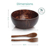 dimension of coconut bowl with spoon fork